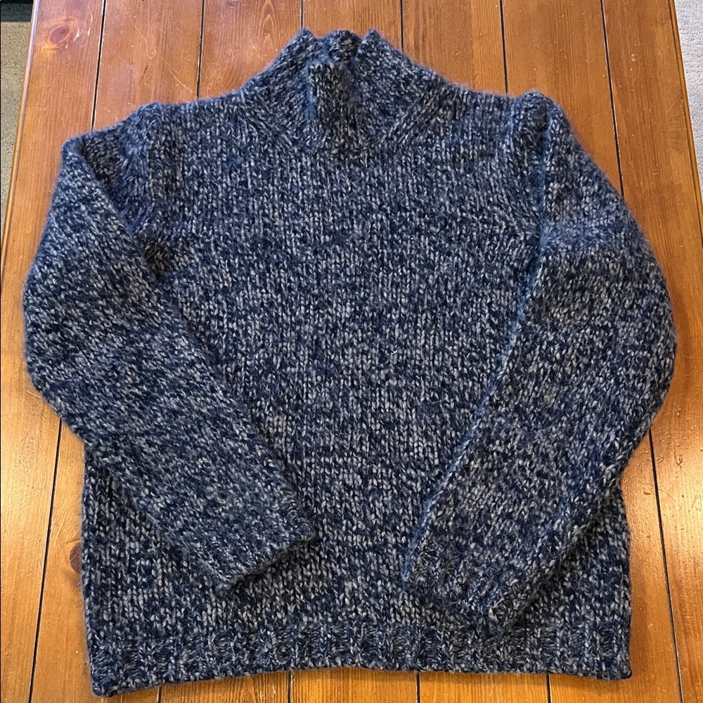 Stile Latino Blue Grey Marled Mock Neck Sweater Size ITA 52 /US M-L EUC